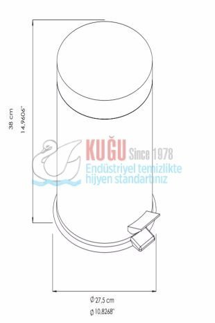 Second image of 2551 16 Litre Siyah Renk Çelik Plastik İç Kovalı Pedallı Çöp Kovası