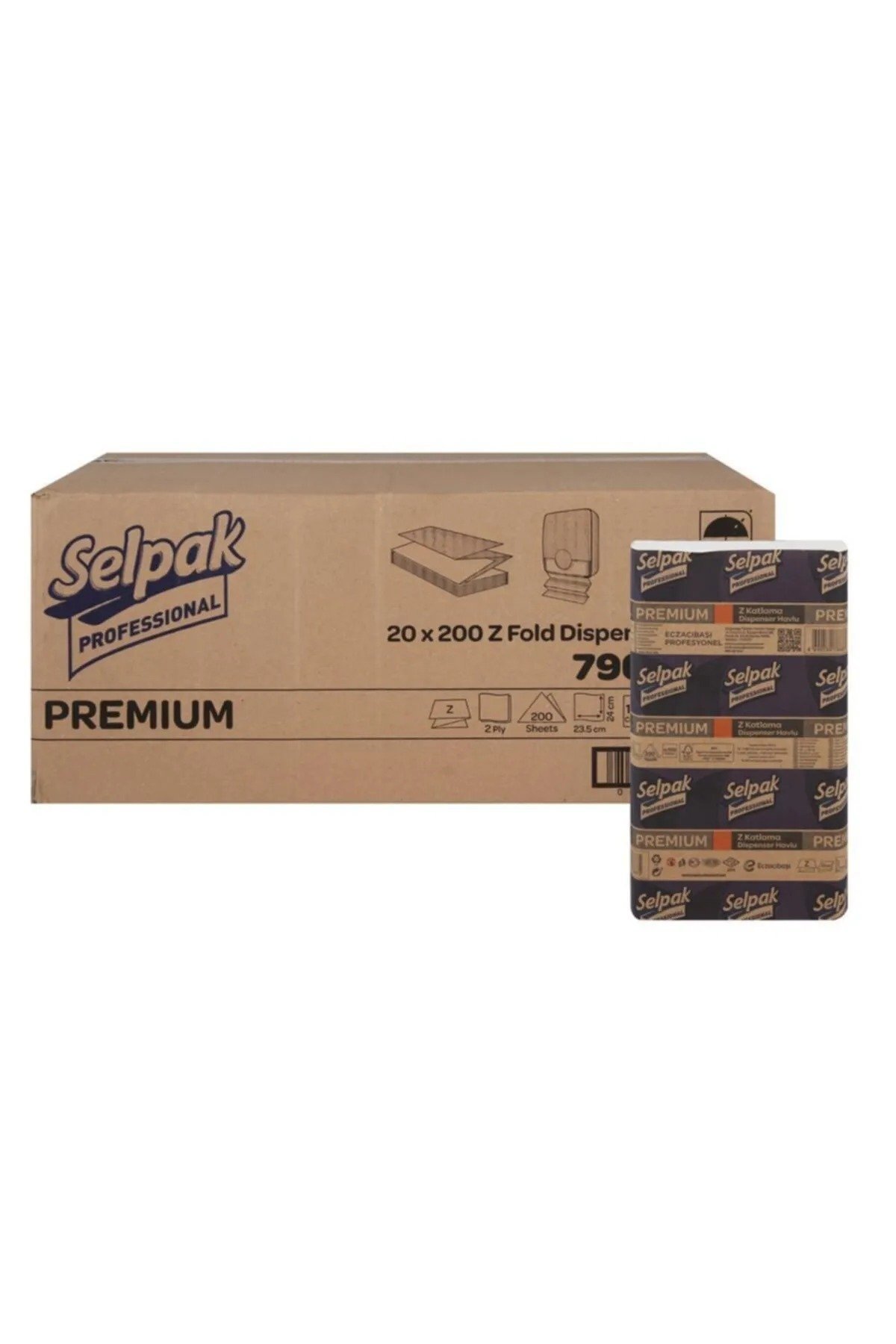 Second image of KGE-7900074 Selpak Professional Premium  2 Katlı 200'lü 20 Paket 4.000 Adet Z-Katlı Dispenser Havlu