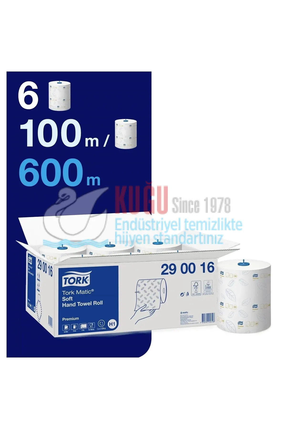 Second image of KT-290016 Tork Matic® Ekstra Yumuşak Hareketli El Havlusu 2 Katlı Premium H1 Beyaz (1 Rulo 100 Metre-Koli İçi 6 Rulo)