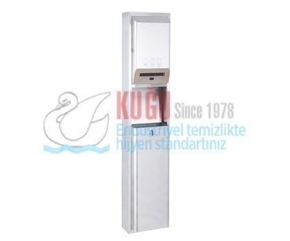 8143 304 S.S. Paslanmaz Çelik Ankastre Manuel Sıva Üstü 21 Cm Fotoselli Makineli Çöp Kovalı Kombine Sistem Havlu Dolabı