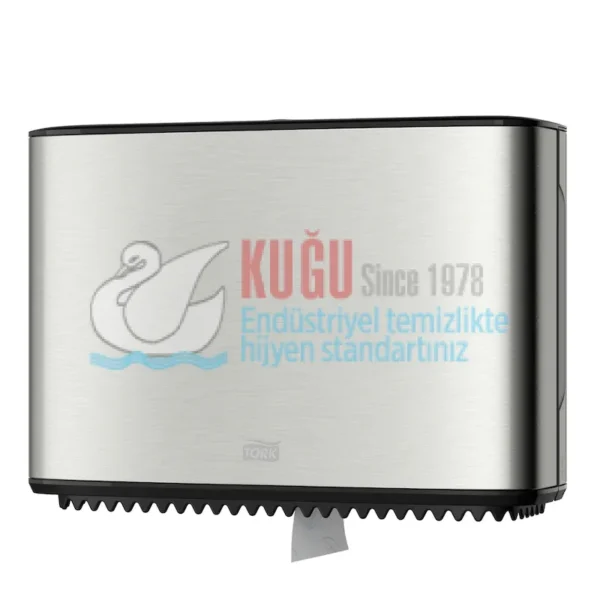 KT-460006 Tork T2 Sistem Paslanmaz Çelik Metal Mini Jumbo Yedek Bekletmeli Tuvalet Kâğıdı Dispenseri