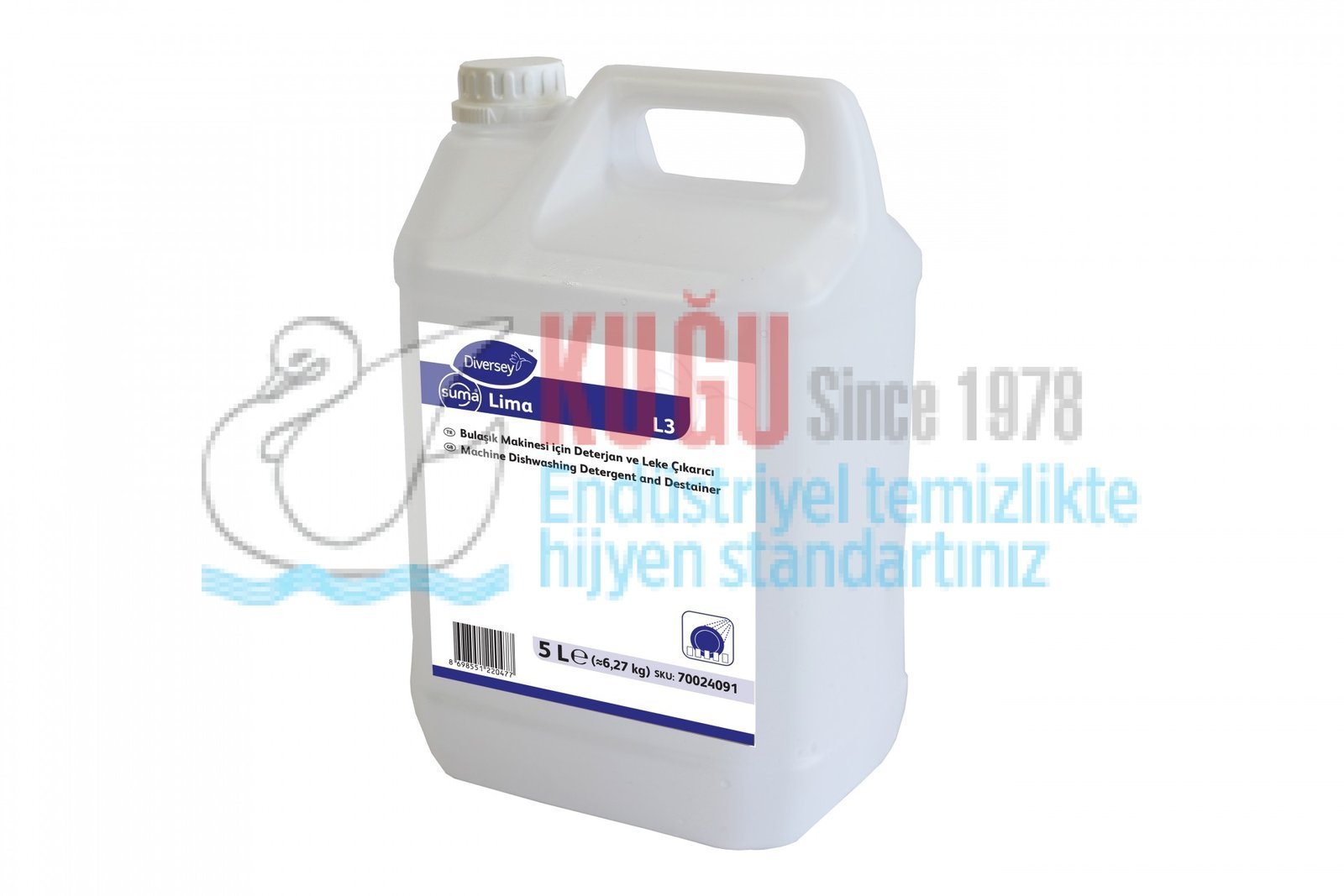 70024091 Diversey SUMA LİMA L3 5L Orta Sert Sular İçin Klor İçeren Bulaşık Makinesi Sıvı Deterjanı