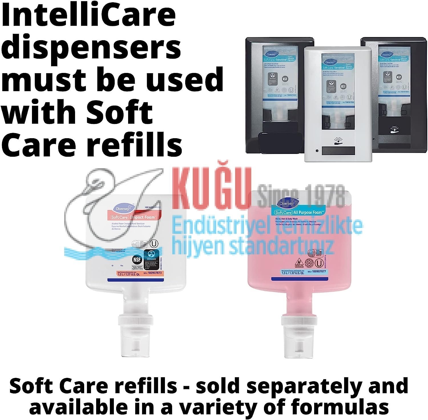 Second image of 70017257 Diversey Soft Care IntelliCare Siyah Renk Sıvı, Jel ve Köpük Sabunlar ve Dezenfektanlar için Manuel El Hijyeni Dispenseri
