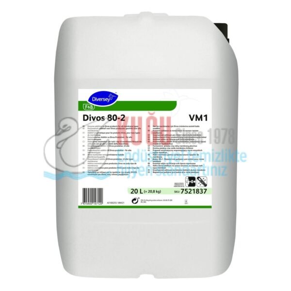 7521837 Diversey Divos 80-2 VM1 20L - Tüm membran tipleri için Divos ürünlerine enzim katkı maddesi