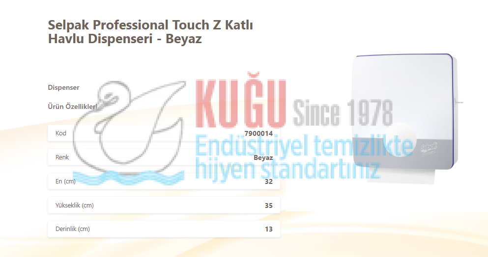 Second image of 7900014 Selpak Professional Touch Beyaz Renk Z Katlı Havlu Dispenseri
