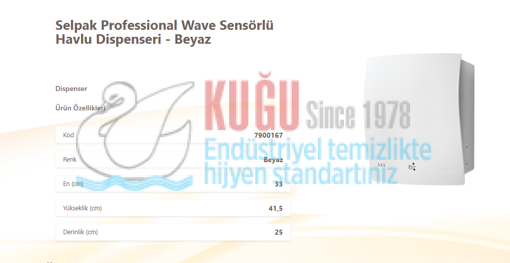Second image of KGE-7900167 Selpak Professional Beyaz Renk Wave Sensörlü Havlu Dispenseri (21,5 cm)