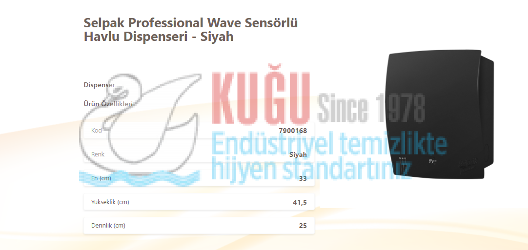 Second image of KGE-7900168 Selpak Professional Siyah Renk Wave Sensörlü Havlu Dispenseri (21,5 cm)