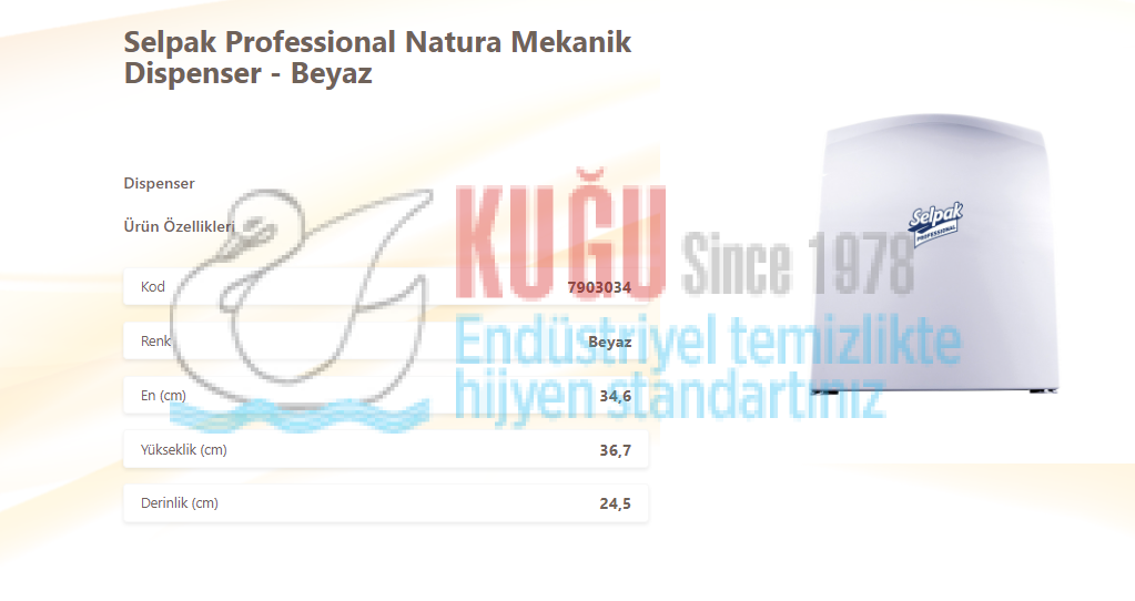 Second image of KGE-7903034 Selpak Professional Beyaz Renk Autocut Natura Mekanik Dispenser & 21.5 cm Havlu Uyumlu