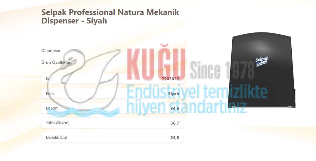 Second image of KGE-7903035 Selpak Professional Siyah Renk Autocut Natura Mekanik Dispenser & 21.5 cm Havlu Uyumlu