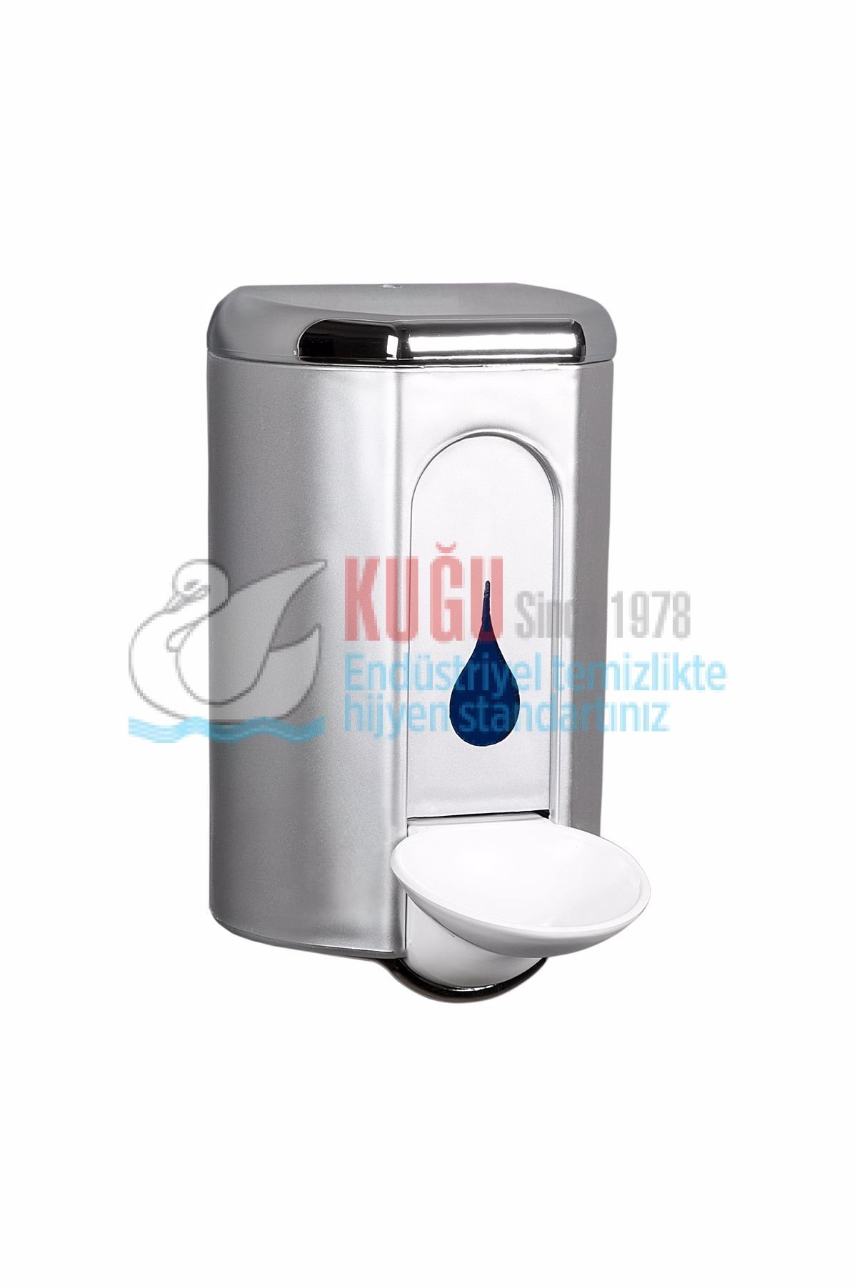 KGB-19355 Gümüş Krom 1100 ML Dirsek Temaslı SIVI SABUN ve DEZENFEKTAN Banyo ve Mutfak Sabunluk APARATI
