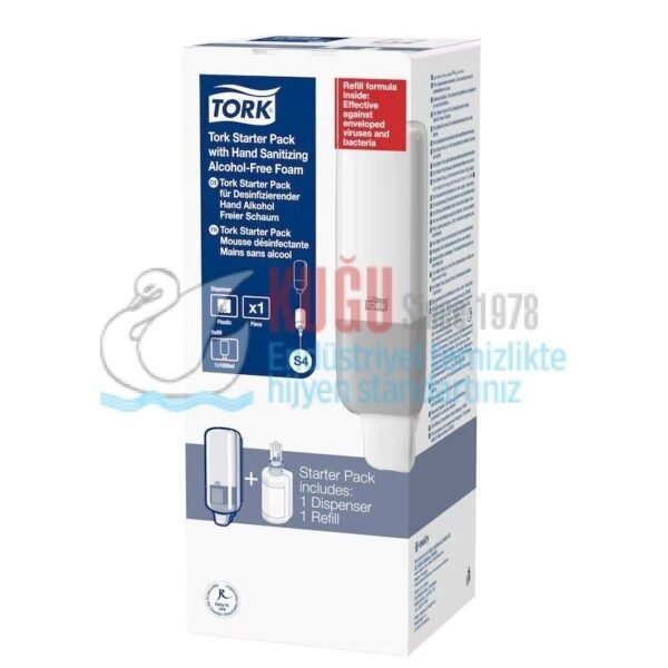 KT-960202 Alkolsüz Köpük Dezenfektanlı Tork Başlangıç Paketi (1 Adet Yedek Refil ve Aparat)