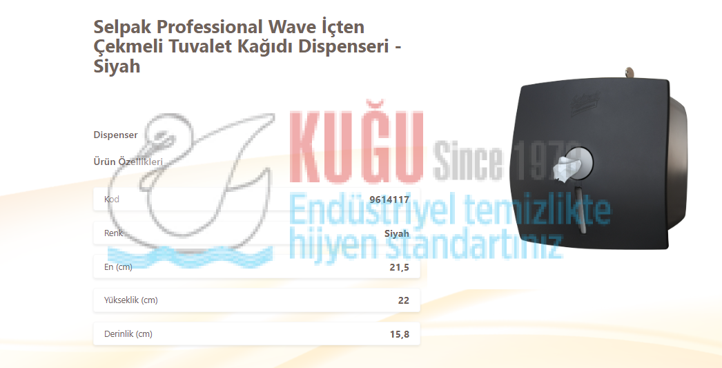 Second image of KGE-9614117 Selpak Professional Siyah Renk İçten Çekmeli Cimri WC Tuvalet Kağıdı Dispenseri