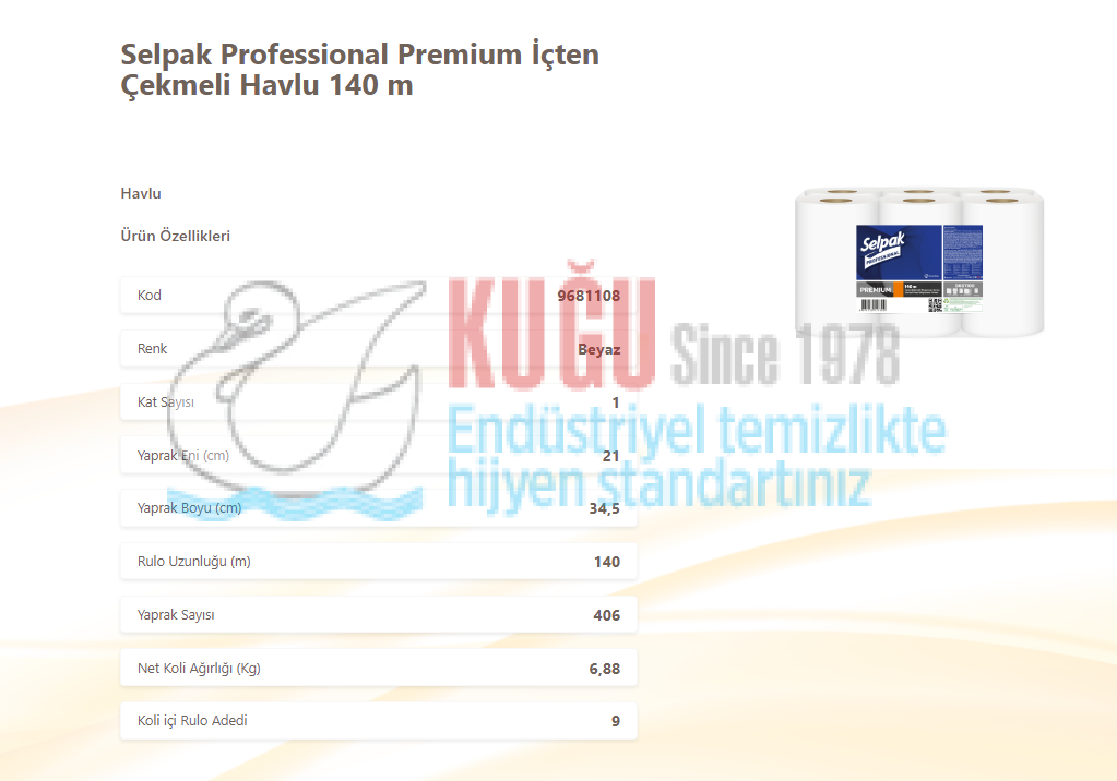 Second image of KGE-7907834 Selpak Professional 140 Mt 9'lu İçten Çekmeli El Havlusu