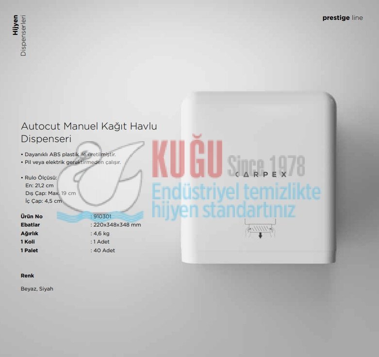Second image of KGC-913010-B Carpex Siyah Renk Prestige Manuel AUTOCUT Çek-Al Hareketli Makine Kağıt Havlu Makinesi (2 YIL GARANTİLİ)
