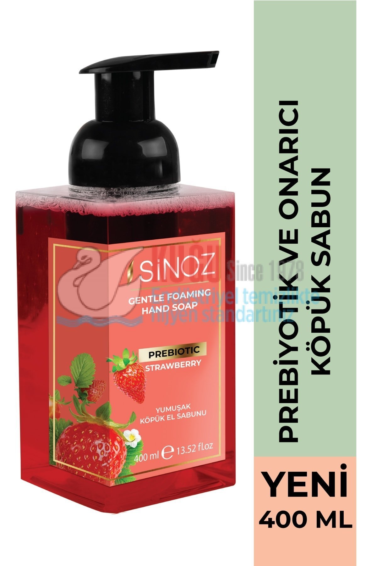 Second image of SNZ-ST8173C Sinoz 400 ML Strawberry Prebiyotik Etkili Doğal Dağ Çileği Kokulu Yumuşak Köpük Pompalı El Sabunu