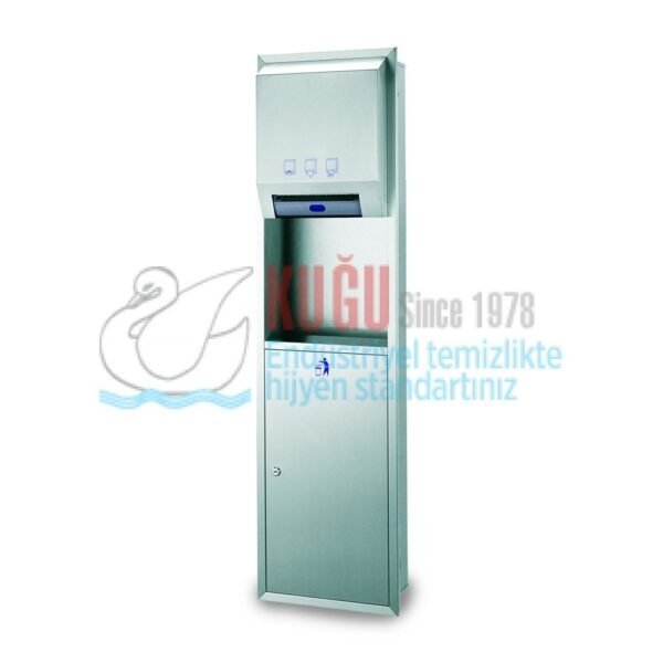2607 304 Kalite Paslanmaz Çelik Hareketli Makine Havlusu Aparatı ve 23 LT Çöp Kovası Kombi Set