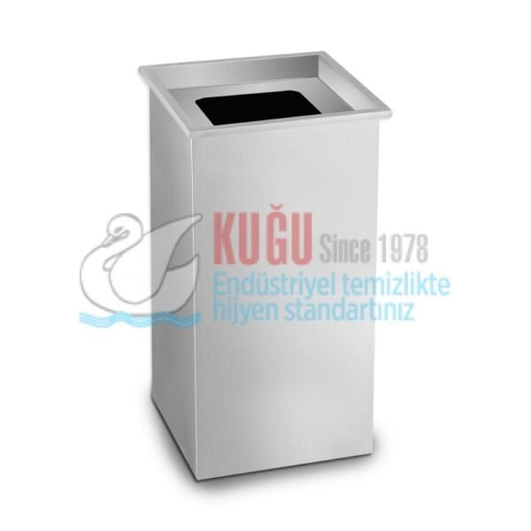 2729 430 S.S. Paslanmaz Çelik 54 LT Paslanmaz Çelik Kare Açık Tip Çöp Kovası