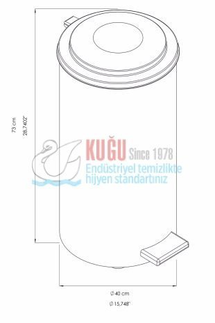 Second image of 2602 90 Litre 304 Paslanmaz Çelik Metal İç Kovalı Pedallı Endüstriyel Çöp Kovası