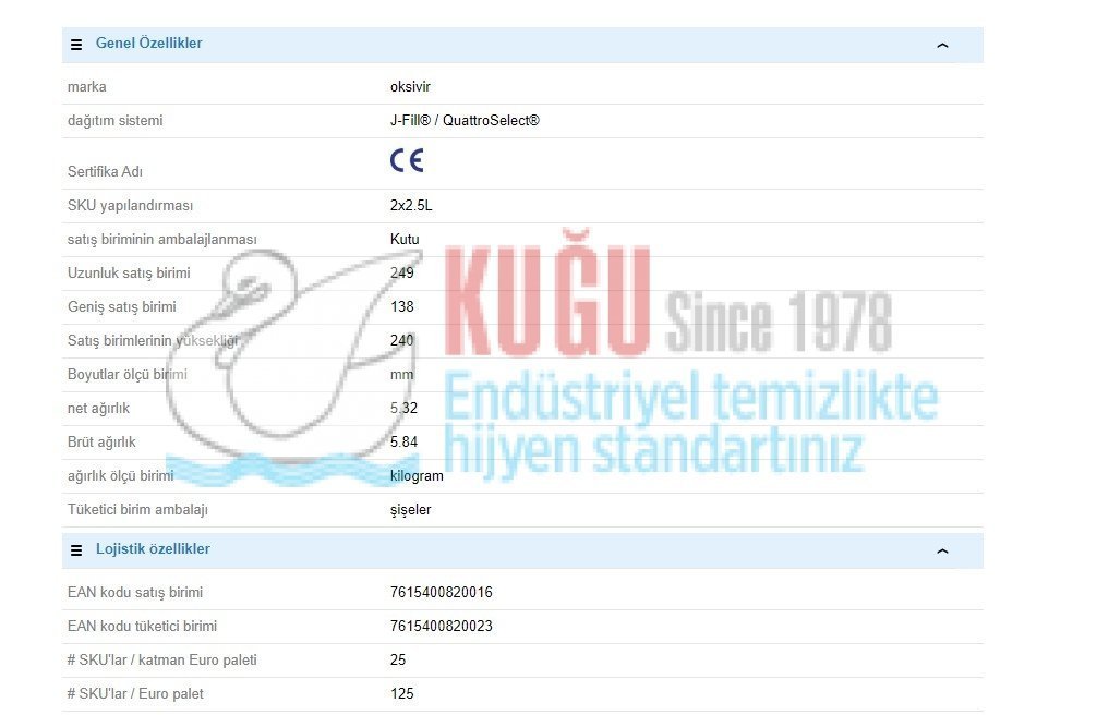 Second image of 70024277 Diversey Oxivir Excel 5LT - Non-invaziv tıbbi cihazlar ve gözeneksiz, sert yüzeyler için temizleyici ve dezenfektan