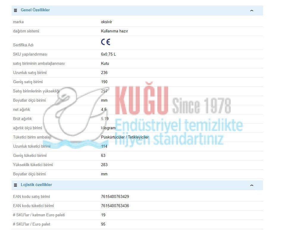 Second image of 70024306 Diversey Oxivir Excel Foam 0,75 LT Yüzeyler için Temizleyici & Dezenfektan Sprey