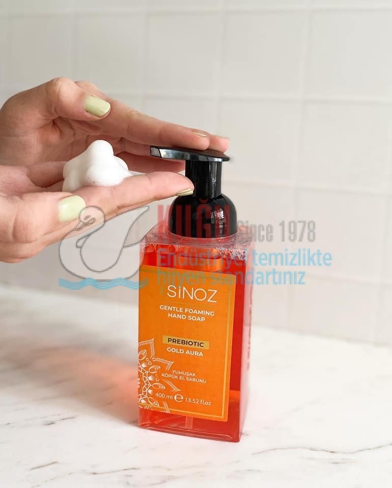 SNZ-ST8173G Sinoz 400 ML Gold Aura Prebiyotik Etkili Hoş Kokulu Yumuşak Köpük Pompalı El Sabunu