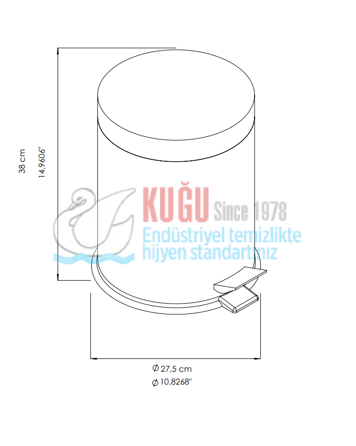 Second image of 2537 16 LT 430 S.S. Paslanmaz Çelik Plastik İç Kovalı Pedallı Çöp Kovası