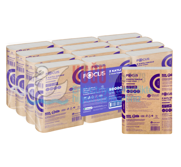 Second image of 50000686 Focus Extra Z Katlı Kağıt Havlu (1 Paket 200 Adet-Koli İçi 12 Paket) 4,8 Kg