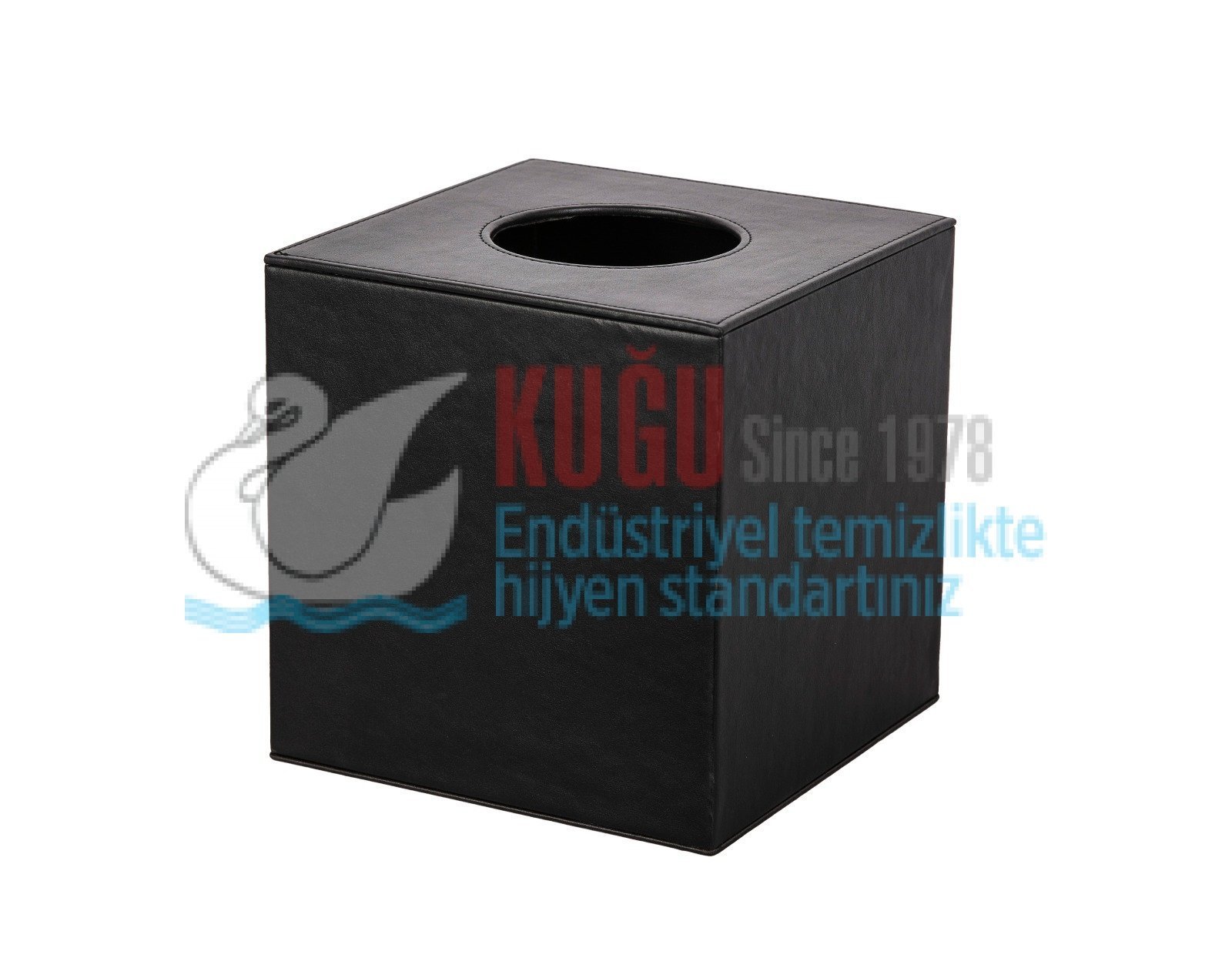 Second image of 8555-D Deri Kaplamalı Mıknatıslı Alt Kapaklı Kadife İç Kaplı Butik Kağıt Mendil Kutusu Ölçüleri: 13x 13 Cm