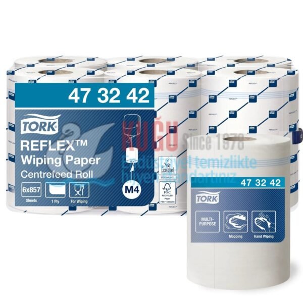 KT-473242 Tork Reflex™ M4 Sistem Endüstriyel İçten Çekmeli Havlu Kâğıt (300 Metre 1 Rulo-Koli İçi 6 Rulo)