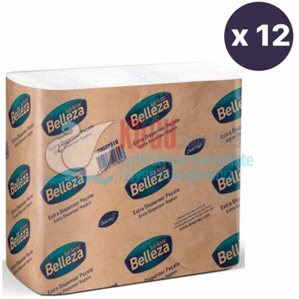 70023816 Diversey Belleza Extra Dispenser Peçete 17x21 cm 300lü 2,453 Kg (1 Koli 12 Paket-Paket İçi 300 Yaprak)