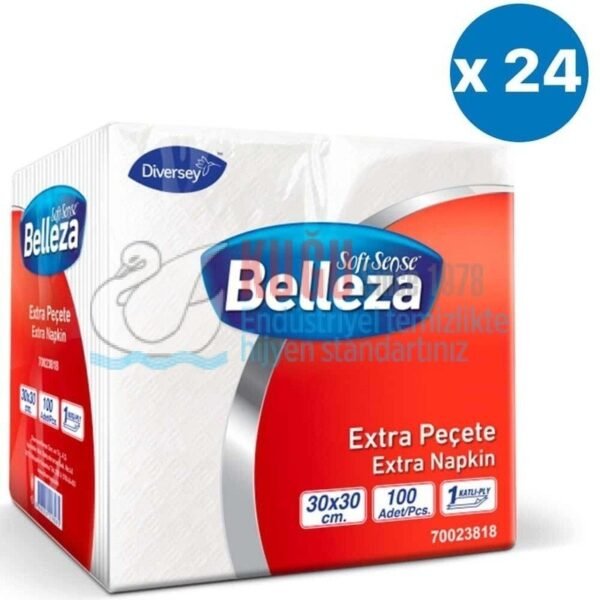 70023818 Diversey Belleza Extra Peçete 30x30 cm 100lü 4,299 Kg (1 Koli 24 Paket-Paket İçi 100 Yaprak)