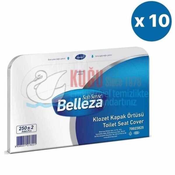 70023825 Diversey Belleza Çift Katlı Klozet Kapak Örtüsü 250'li 10 Paket 6 Kg (1 Koli 10 Paket-1 Paket 250 Yaprak)