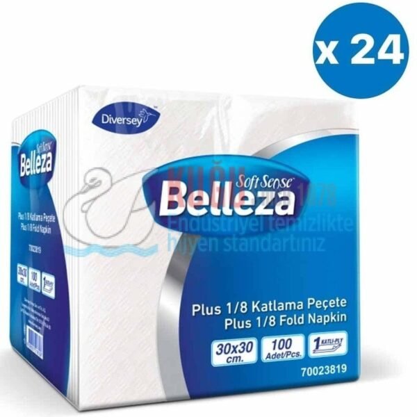 70023819 Diversey Belleza Plus 1/8 Katlama Peçete 30x30 cm 100'lü 5,195 Kg (1 Koli 24 Paket-Paket İçi 100 Yaprak)