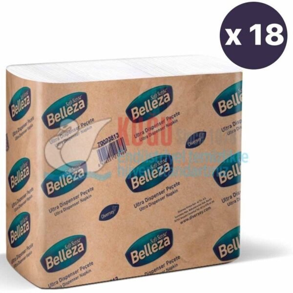 70023813 Diversey Belleza Ultra Dispenser Peçete 24x24 cm 250li 4,819 Kg (1 Koli 18 Paket-Paket İçi 250 Yaprak)