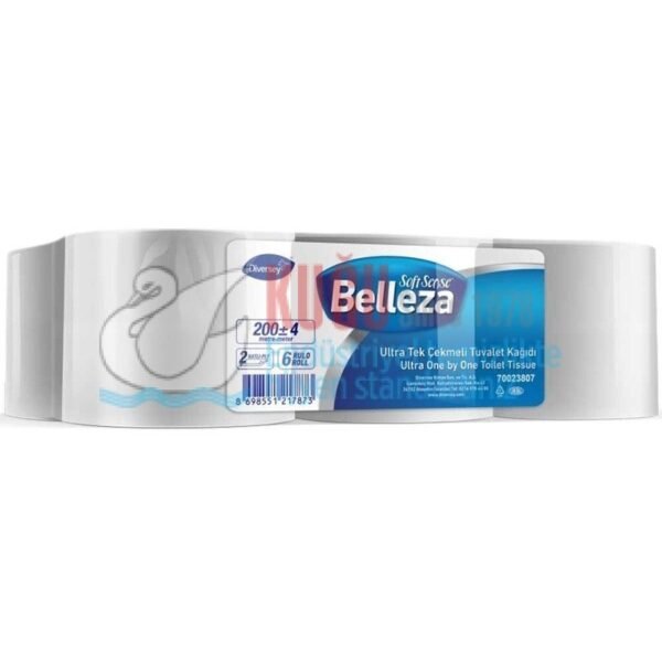 70023807 Diversey Belleza Çift Katlı Ultra Maxi Büyük Boy Cimri İçten Çekmeli Tuvalet Kağıdı 6'lı 5,749 Kg (1 Koli 6 Rulo-1 Rulo 200 Metre)