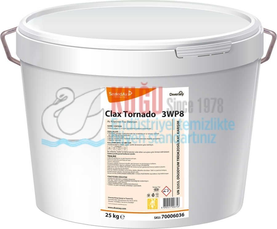 70006036 Clax Tornado 3WP8 25 kg Otomatik Toz Dozaj Sistemi İçin Az Köpüren Ana Yıkama Deterjanı
