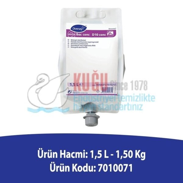 Second image of 7010071 Diversey Suma Bac Conc D10 Konsantre Dezenfektanlı Deterjan 1,5KG