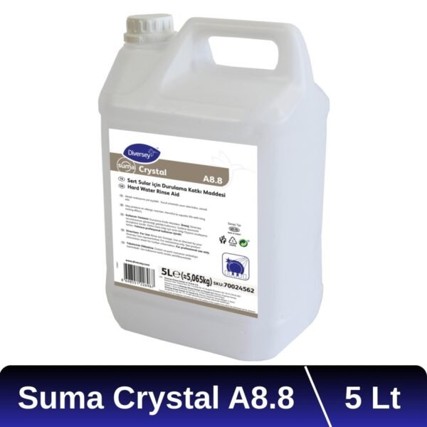 70024562 Diversey Suma Crystal A8.8 5 LT Orta ve Sert Sular Için Bulaşık Makinesi Durulama Maddesi (Bulaşık Makinesi Parlatıcısı)