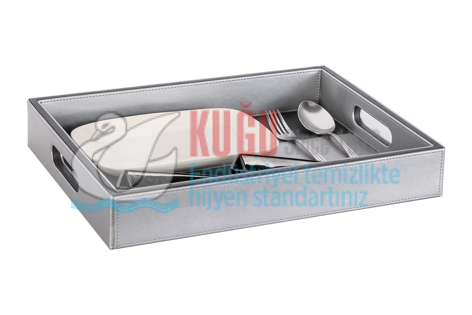 DK-2009 Deri Kaplı  Otel Tipi Tutma Saplı Karşılama Sunum Tepsisi