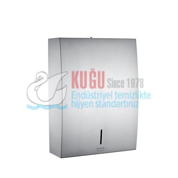 Second image of 8155 400 Kağıt Kapasiteli 304 S.S. Paslanmaz Çelik Bombe Tasarım Z Katlama Kağıt Havlu Dispenser Aparatı