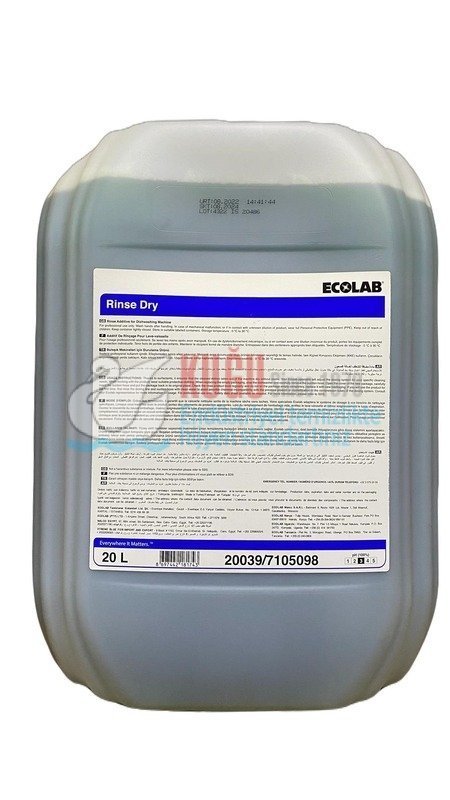 20039 Ecolab Rinse Dry 21 Kg 20LT (Endüstriyel bulaşık makinaları için durulama ürünü)