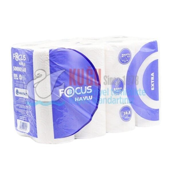 Second image of 50000549 Focus Extra Ev Tipi Çift Katlı Klasik Rulo Kağıt Havlu (1 Paket 8 Rulo- Koli İçi 3 Paket 24 Rulo)