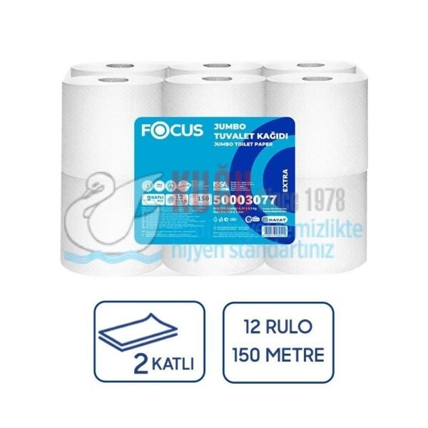 50003077 Focus Mini Jumbo Tuvalet Kağıdı Gofrajlı 12Li 150 Mt