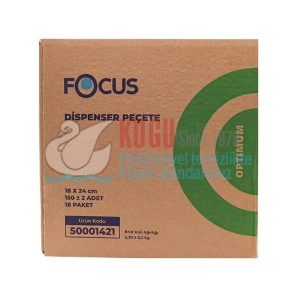 Second image of 50001421 Focus Optimum Tek Katlı Dispenser Peçete Kağıt (1 Paket 150 Adet-Koli İçi 18 Paket) 2,3 Kg