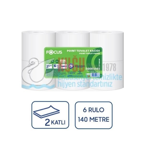 50002465 Focus Optimum İçten Çekmeli Çift Katlı Maxi Cimri Büyük Boy Tuvalet Kağıdı (1 Rulo 140 Metre-1 Koli 6 Adet Rulo)