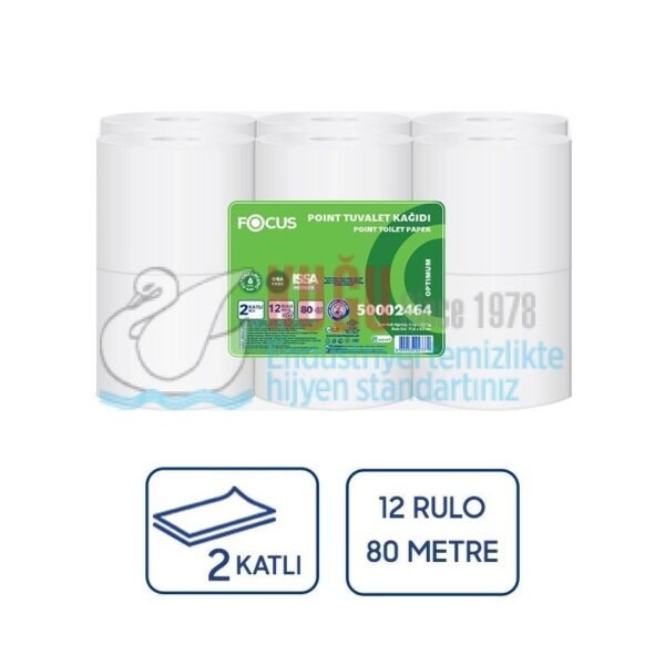 50002464 Focus Optimum İçten Çekmeli Mini Cimri Pinti WC Tuvalet Kağıdı (1 Rulo 80 Metre-Koli İçi 12 Rulo)