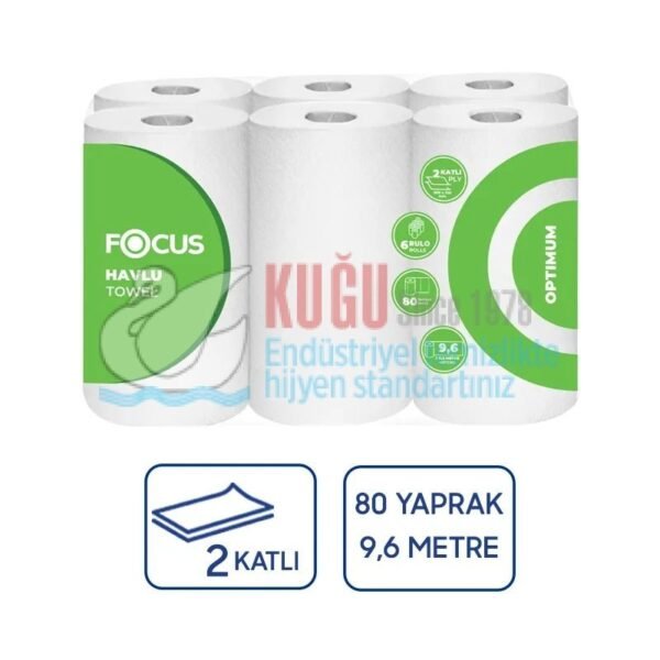 50002570 Focus Optimum Çift Katlı Kağıt Havlu (1 Paket 6 Adet-1 Koli 4 Paket) 1,98 Kg