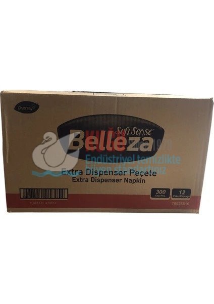 Second image of 70023816 Diversey Belleza Extra Dispenser Peçete 17x21 cm 300lü 2,453 Kg (1 Koli 12 Paket-Paket İçi 300 Yaprak)