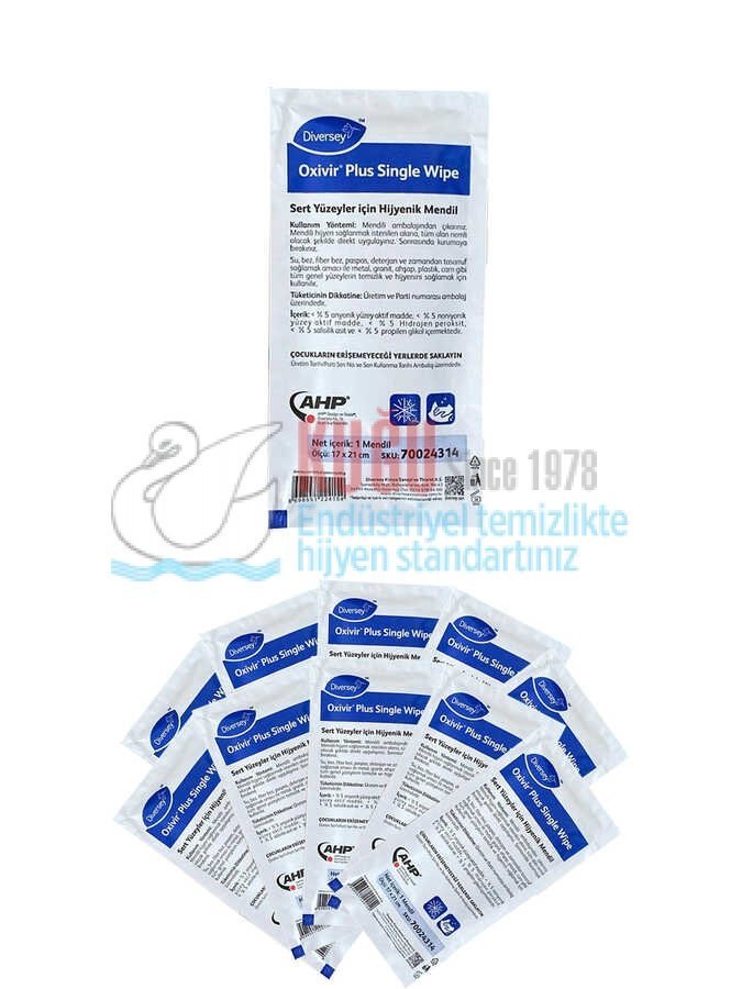 70024314 10'lu 100 Paket Oxivir Plus Sert Yüzeyler İçin Hijyenik Mendil