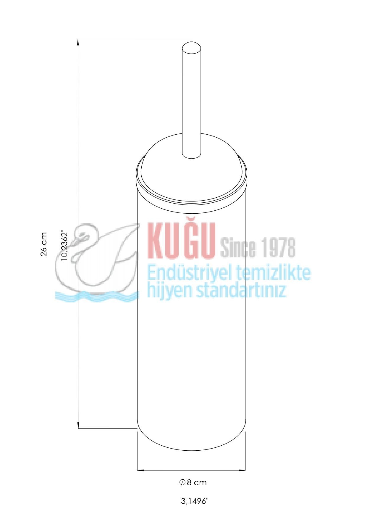 Second image of 2672 304/430 S.S Paslanmaz Standart Yuvarlak Bombe Kapak Klozet Fırçası